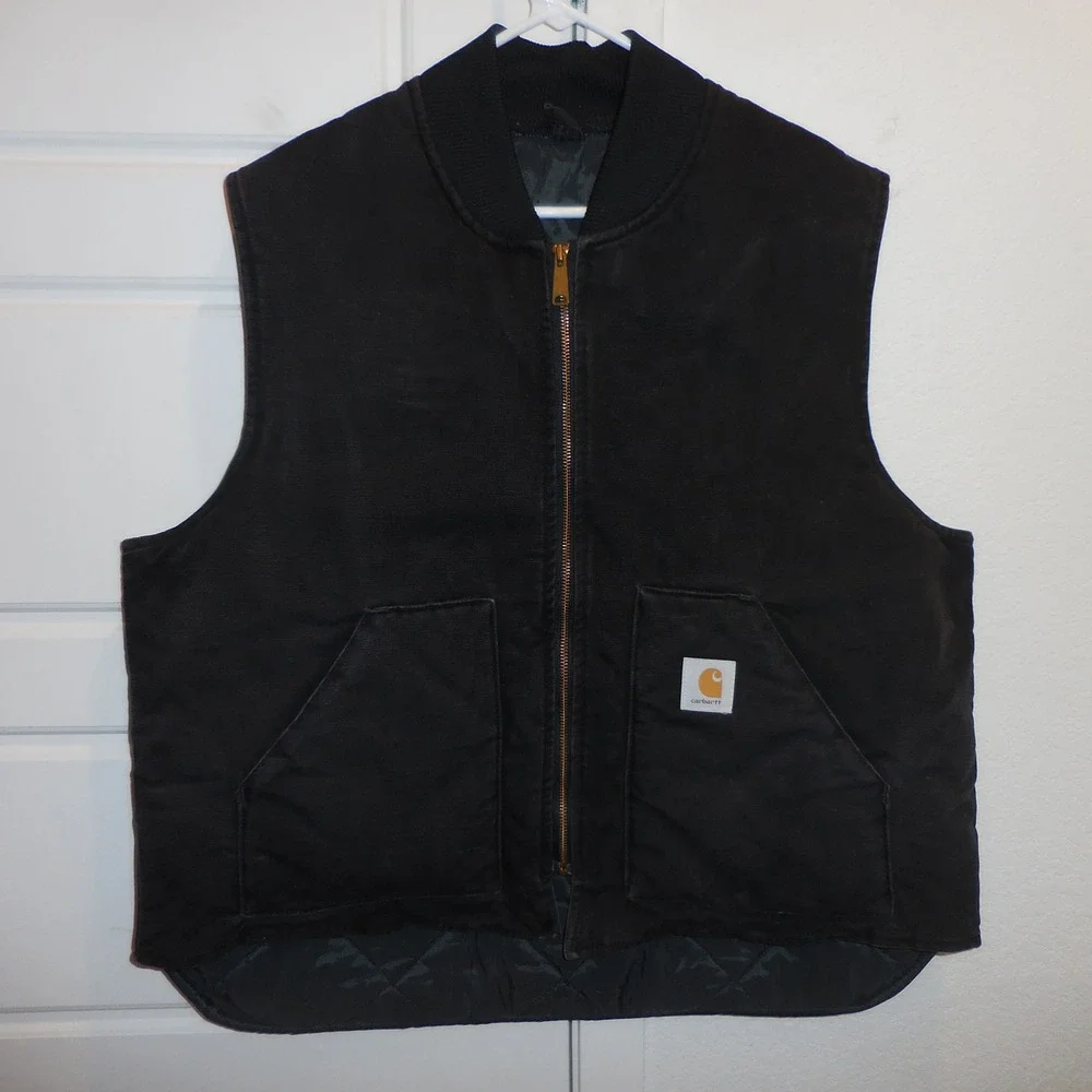 Carhartt VQ185 Black Duck Canvas Quilted Lined Vest Mens XXL Made USA Union Made